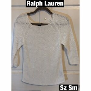 Ralph Lauren Women's White Knit Sweater Sz Sm